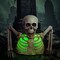 Presence Halloween Skeleton with Different Light Colors, Holiday Indoor Realistic Decor